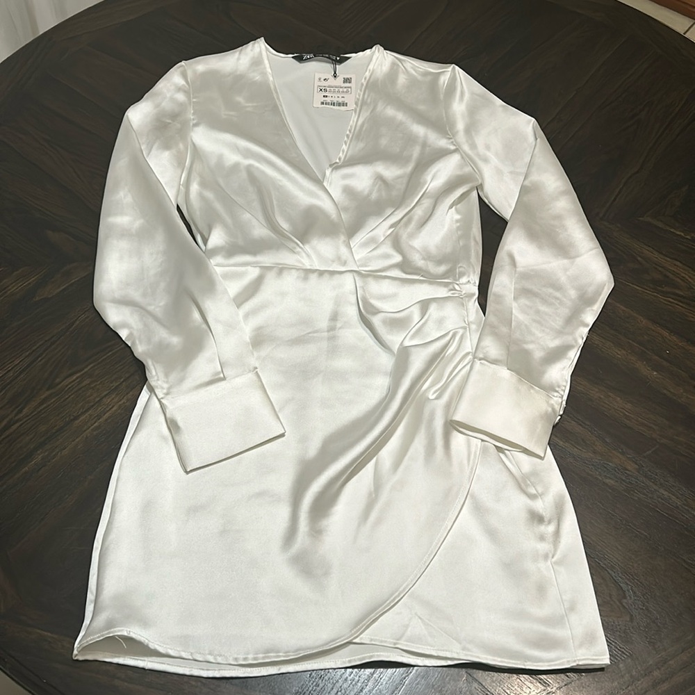 Women’s Zara satin long-sleeved dress - beautiful - new with tags! -Sold